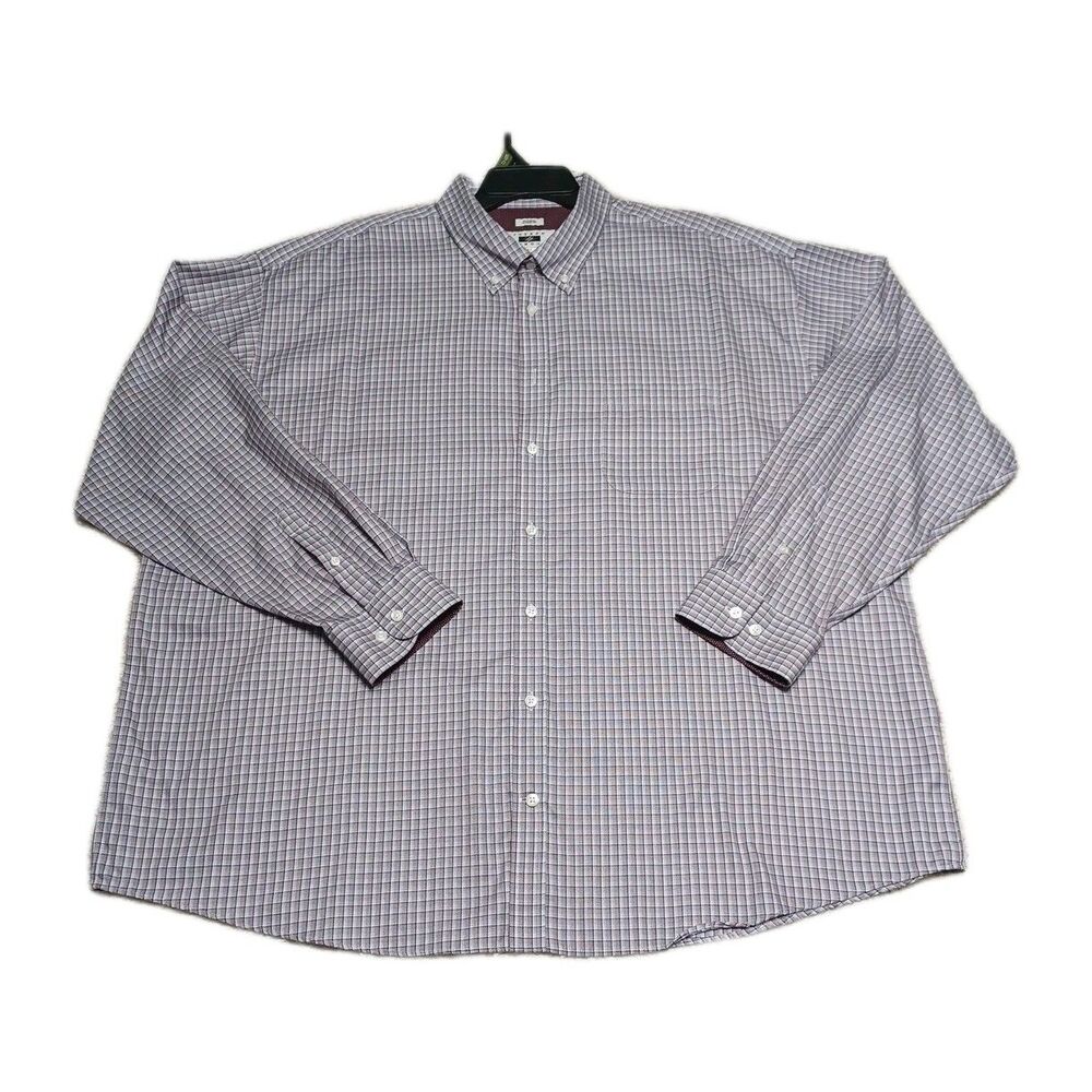 Joseph Abboud Mens 3XL Shirt Purple Plaid Check Long Sleeve Button Up Pocket